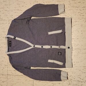 LRG Button Down Stripe V Neck Knit Cardigan Sweater Vintage Y2K